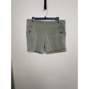 J.Crew Womens green Stretch‎ shorts 10 cotton pull on buttons pockets summer